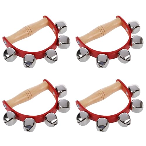 BLASHRD 4X Tamburin Handbell Baby Kinder Fruehes Paedagogisches Musikinstrument Rhythmus Kleine Jingle Bell Spielzeug Werkzeug von BLASHRD