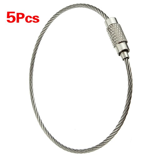 BLASHRD 5pcs Stahl Verriegelungsschraube Wire Kabel Keychain Schluesselanhaenger Aussen Zubehoer von BLASHRD