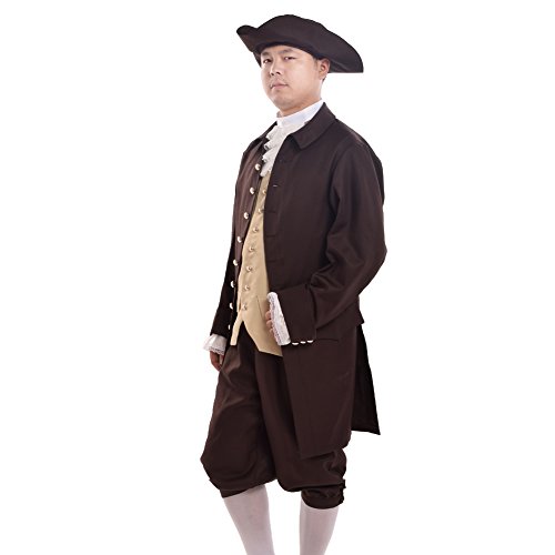 BLESSUME Jahrgang Männer Rokoko Cosplay Anzüge Kolonialen Revolution Kostüm Uniform Outfit (L, Braun) von BLESSUME