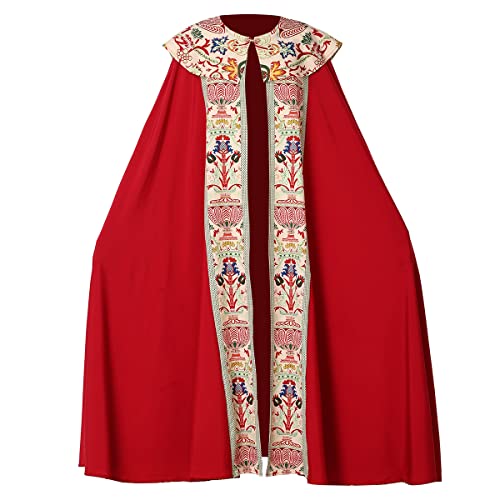 BLESSUME Priester Klerus Kostüm Cape Umhang Krönung Print Gewand (Rot,4XL) von BLESSUME