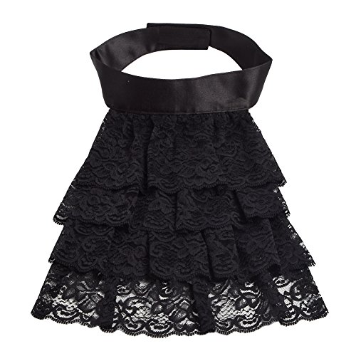 BLESSUME Retro Spitze Jabot Kragen, Groß Schwarz Jabot von BLESSUME