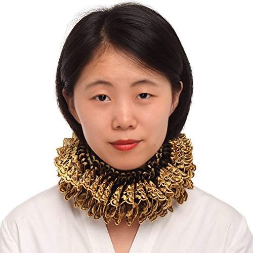 BLESSUME Ruffle Kragen Rüsche Cosplay Halsband (Gold) von BLESSUME