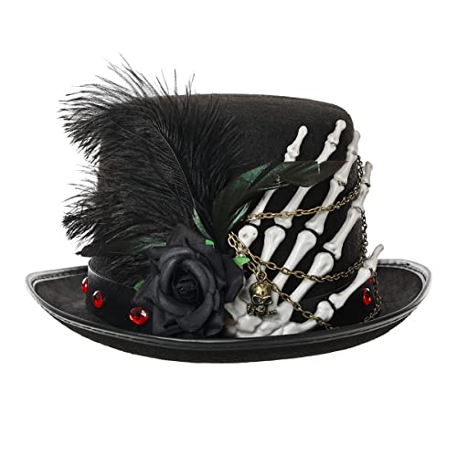 BLESSUME Steampunk Hut Gothic Unisex Halloween Karneval Cosplay (Schwarz 1, L) von BLESSUME