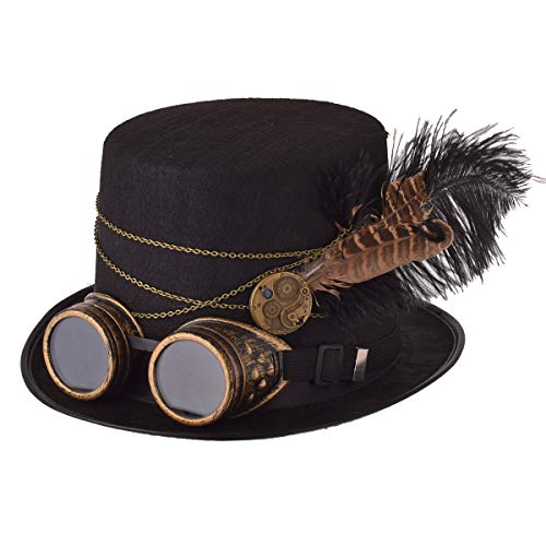 BLESSUME Steampunk-Hut mit Brille, Unisex, Faschingskostüm, Größe L, Farbe P von BLESSUME