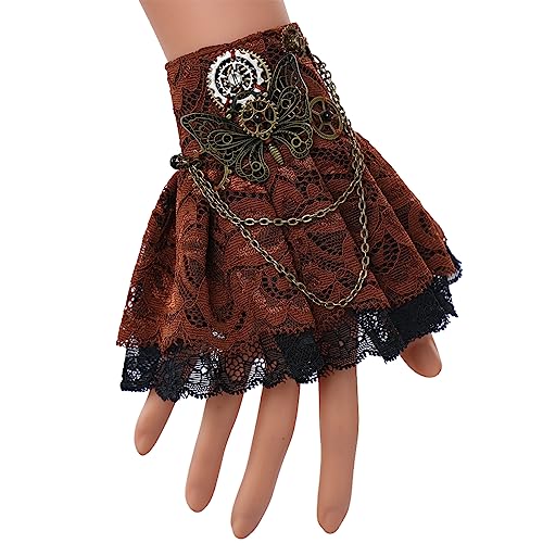 BLESSUME Steampunk Manschetten Gothic Victorian Handstulpe Armbänder (H) von BLESSUME