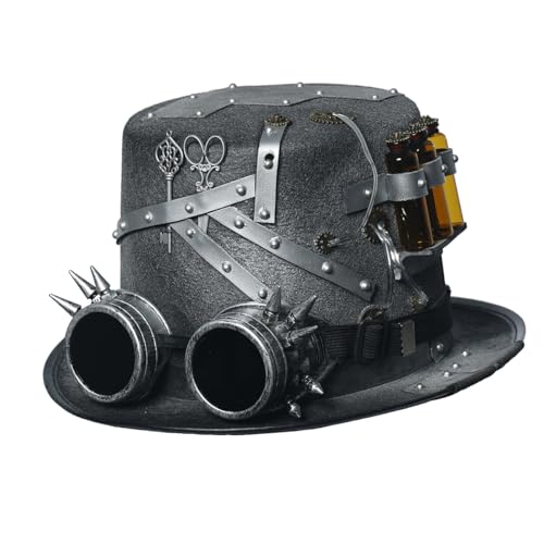 BLESSUME Steampunk Top Hut mit Brille, Erwachsene Zylinder Hut für Karneval, Halloween, Thema Party von BLESSUME