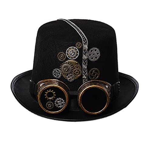 BLESSUME Unisex Steampunk-Hut, Schutzbrille, Kostümzubehör (verschiedene klaasische Stile), P, Größe L von BLESSUME