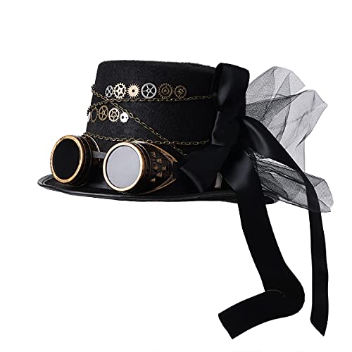 BLESSUME Unisex Steampunk-Zylinderhüte, Brillen, Kostümzubehör (verschiedene Claasic-Stile) (Größe L, M) von BLESSUME