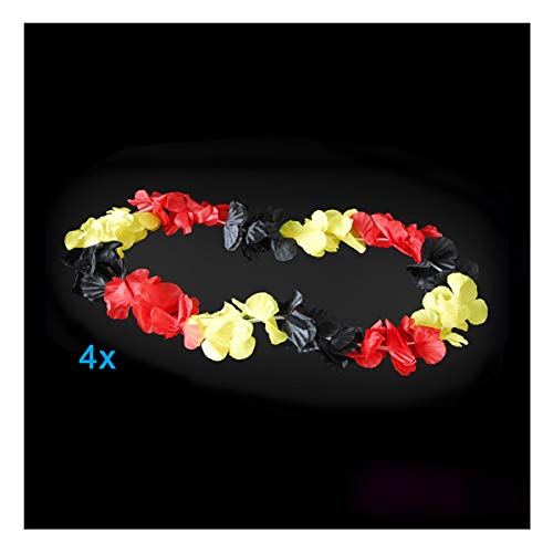 BLINXS 4er-Set LED Hawaiikette/Hawaii-Kette Fan-Edition in Schwarz/Rot/Gold für Fussball, Handball, EM oder WM oder auch fü Karneval, Junggesellenabschied und Party von BLINXS