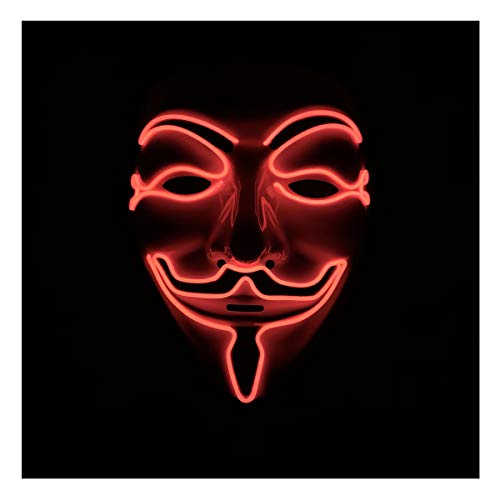 BLINXS EL-Wire/LED-Neon-Maske/Leuchtmaske Musketier - leuchtet BZW. blinkt in Rot für Party, Fasching, Karneval, Konzerte oder Halloween - mit austauschbaren Batterien von BLINXS