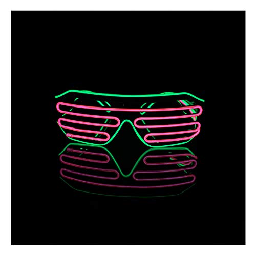 BLINXS EL-Wire/Neon-Brille/Leuchtbrille Shutter - leuchted BZW. blinkt in Grün-Pink für Party oder Club oder als Kostüm für Karneval, Fasching oder Halloween - inklusive Batterien von BLINXS