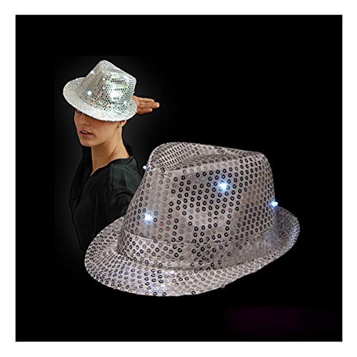 BLINXS LED Paillettenhut/Disco-Hut Form Tribly - Silber - mit acht LEDs - Multicolor Leuchtend für Erwachsene/Unisex - mit auswechselbaren Batterien von BLINXS