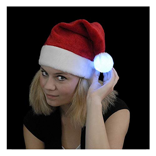 BLINXS LED Weihnachts-Bommelmütze/Nikolausmütze mit bunt leuchtendem Bommel - tolles Gimmick für Weihnachten, Weihnachtsmärkte oder Weihnachtsfeiern - inklusive austauschbaren Batterien von BLINXS