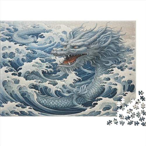 Chinesischer Blauer Drache 500 TeileHolz Puzzle, Puzzles Für Erwachsene,500 Teile Rätsel Für Jugendliche & Erwachsene 500pcs (52x38cm) von BLISSCOZY