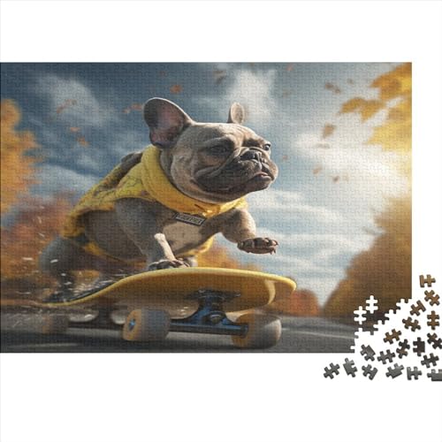 Französische Stierdogge Holz Puzzles Cute Puppy 300 Teile Rätsel, Erwachsenen Puzzle,herausforderndes Geschicklichkeitsspiel Für Die Ganze 300pcs (40x28cm) von BLISSCOZY