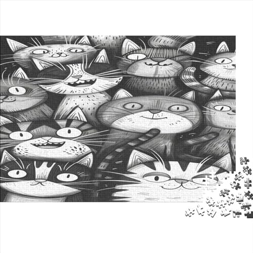 Holz Puzzles 1000 Teile Erwachsene Rätsel | Black and White Abstract Katzes | Puzzle Animal Erwachsene 1000 Teile Herausforderndes Geschicklichkeitsspiel Für Die Ganze 1000pcs (75x50cm) von BLISSCOZY