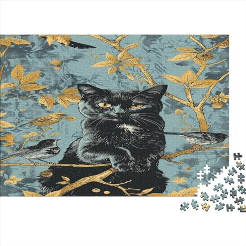 Holz Puzzles 300 Teile Erwachsene Rätsel | Cute Black Katze | Puzzle Animal Erwachsene 300 Teile Herausforderndes Geschicklichkeitsspiel Für Die Ganze 300pcs (40x28cm) von BLISSCOZY