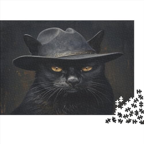 Holz Puzzles 500 Teile Erwachsene Rätsel | Black Katze | Puzzle Erwachsene 500 Teile Herausforderndes Geschicklichkeitsspiel Für Die Ganze 500pcs (52x38cm) von BLISSCOZY