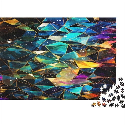 Leuchtend farbiges geometrisches Muster 500 Teile Puzzles, Panorama, Premium Quality, Für Erwachsene Holz Jahren Puzzle 500pcs (52x38cm) von BLISSCOZY
