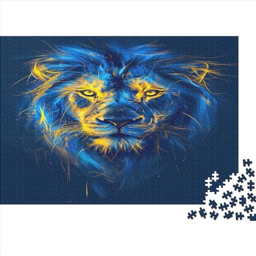 Mystic Blauer Löwe 500 TeileHolz Puzzle, Puzzles Für Erwachsene,500 Teile Rätsel Für Jugendliche & Erwachsene 500pcs (52x38cm) von BLISSCOZY