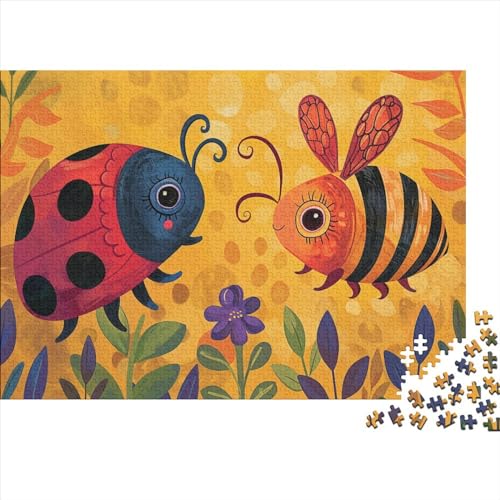 Niedlicher Marienkäfer und eine Biene 1000 TeileHolz Puzzle, Puzzles Für Erwachsene,1000 Teile Rätsel Für Jugendliche & Erwachsene 1000pcs (75x50cm) von BLISSCOZY