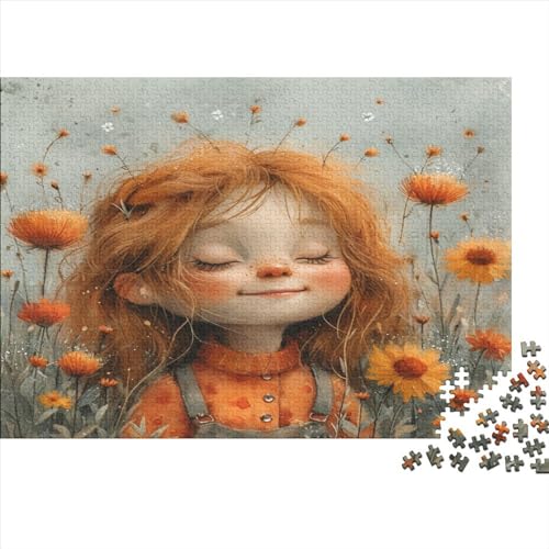 Sweet Girl In Blumen 500 TeileHolz Puzzle, Puzzles Für Erwachsene,500 Teile Rätsel Für Jugendliche & Erwachsene 500pcs (52x38cm) von BLISSCOZY