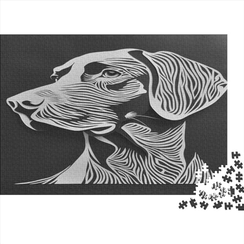 Weimaraner Papercut Schwarz und Weiß 300 TeileHolz Puzzle, Puzzles Für Erwachsene,300 Teile Rätsel Für Jugendliche & Erwachsene 300pcs (40x28cm) von BLISSCOZY