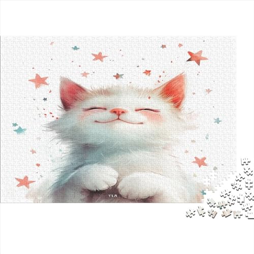 White Katze Puzzles -500 Teile Holz Puzzle Für Erwachsene 500pcs (52x38cm) von BLISSCOZY