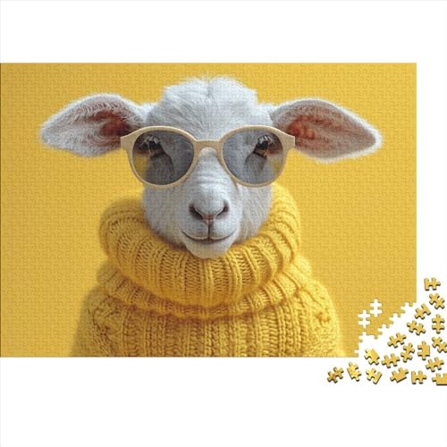 Yellow Sweater Schaf 1000 TeileHolz Puzzle, Puzzles Für Erwachsene,1000 Teile Rätsel Für Jugendliche & Erwachsene 1000pcs (75x50cm) von BLISSCOZY