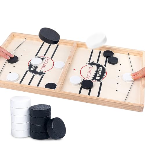 Hockey Brettspiel, Holz Schnell Sling Puck Match-Spiel, Bouncing Brettspiel, 2 in1 Interaktion Tischhockey Katapult Portable Schachbrett-Set von BLLREMIPSUR