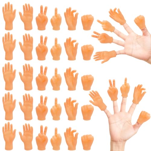 Mini Hände Fingerpuppen, 30 Stück Kleine Hände, Tiny Hands Gummi Fingerpuppen, Lustige Minihände Interaktives Spielzeug für Haustiere Katzen Familie Freund Spiele Party von BLLREMIPSUR