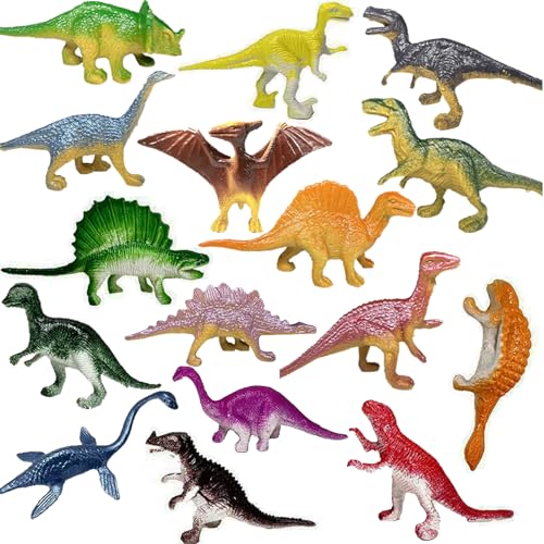 BLMHTWO 16 Stück Dinosaurier Spielzeug，Dinosaurier Figuren Realistisches Plastic Mini Dino Spielzeug Dinosaurier Figuren Spielzeug für Geburtstag, Kuchendekoration, Lernspielzeug von BLMHTWO