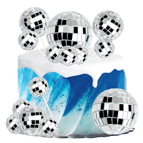 20 Pcs Disco Ball Cupcake Toppers BLMHTWO 20 Stück Tortendeko Discokugel，Tortendeko Disco Prickelnd Mini Discokugel Kuchendekoration 70er Party Dekoration für Mottopartys, Karneval, Geburtstage von BLMHTWO