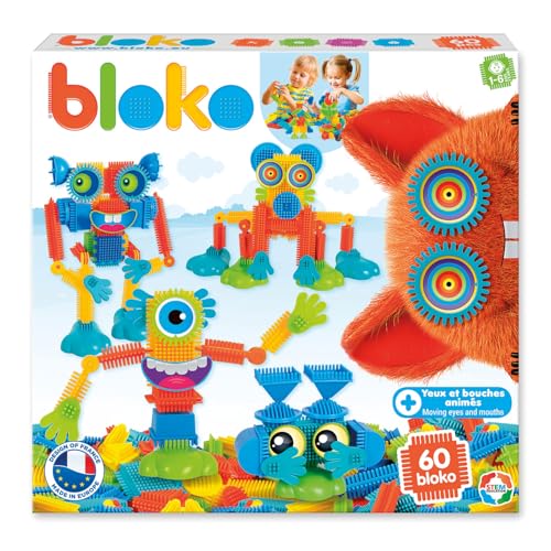 BLOKO - Set aus 60 BLOKO Monsters mit animierten Augen und Mündern - Ab 12 Monaten von BLOKO