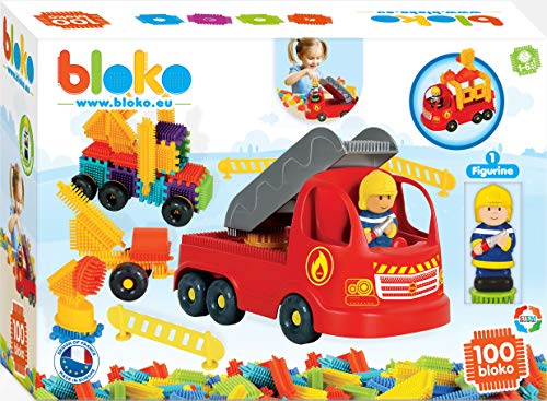 BLOKO - 100 Feuerwehrauto - Ab 12 Monaten Konstruktionsspielzeug 1. Alter - 503692 von BLOKO