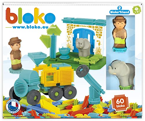 BLOKO 60er Set mit 2 3D Dschungelfiguren - ab 12 Monaten - Made in Europe - Bauspielzeug 1. Alter - 503717 von BLOKO