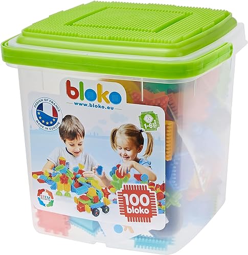 BLOKO 503553 MBI 100 Aufbewahrungstonne mit 1 Spielplatte (Grün), Multicolor, 232321 von BLOKO