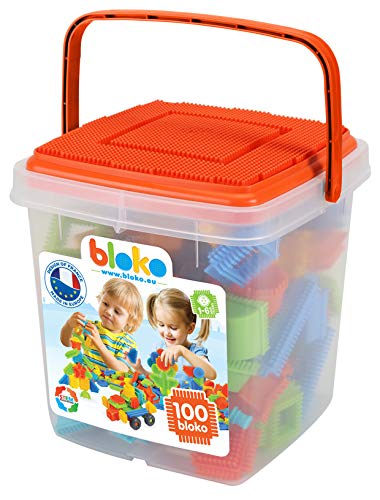 BLOKO 503551 100 Aufbewahrungstonne mit 1 Spielplatte (Orange), Multicolor von BLOKO