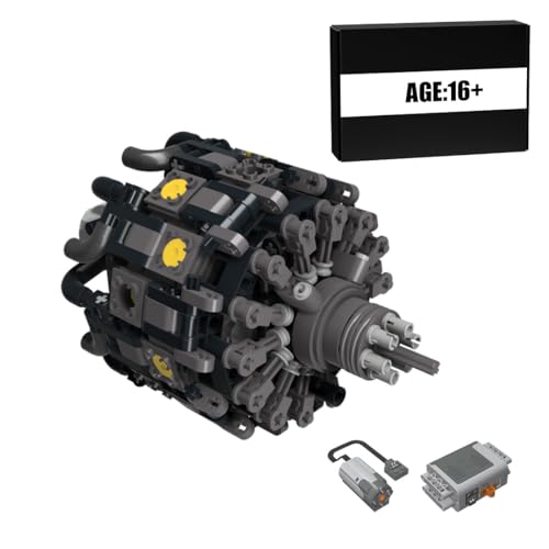 BLOKZ MOC-154091 Motor Bausatz Bausteine Modell, Motor Klemmbausteine für Erwachsene, 14 Zylinder Dynamischer Radialmotor Baukasten-Set, Authentisch und Lehrreich, 424 Teile von BLOKZ