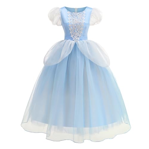 BLOOMIRO Aschenputtel Prinzessin Kostüm für Erwachsene Frauen Halloween Cosplay Outfit (Blau, XL) von BLOOMIRO