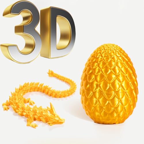 BLOOOK 3D Printed Dragon Egg,Dracheneier Drachenei Drachen Spielzeug,Osterdeko,Ostern Deko,Ostereier zum Befüllen,Easter Eggs Decoration for Filling,ostergeschenke Kinder (Gold) von BLOOOK