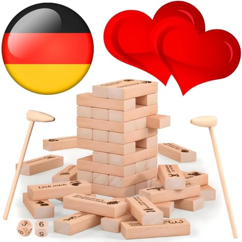 BLOOOK Stapelspiel,Paar Spiele für Paare,Paarspiele,Wackelturm Holz,Partner Spiele für Erwachsene,Holzspielzeug,Partner Geschenke, Frauen,Männer von BLOOOK