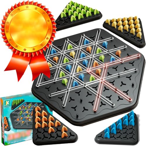 BLOOOK Triggle Spiel,Triggle Borad Game,Brettspiel Familien Spiele,Triggle Spiel Gummibänder,Tischspiel,Tabletop Taktikspiel,Logik Spiele für 2-4 Personen(Schwarz) von BLOOOK