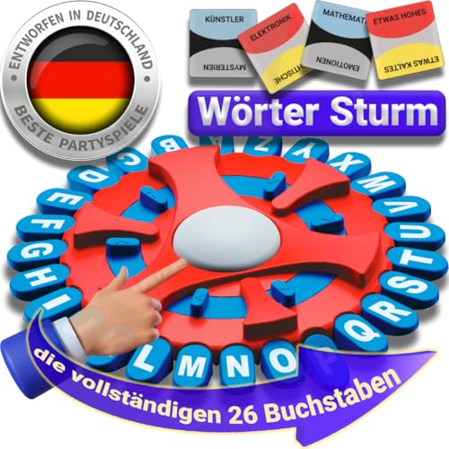 BLOOOK Wörter Sturm Spiel Deutsch,Brettspiele,Wörterspiel Erwachsene Kinder,Gesellschaftsspiele,Spiel des Jahres,Familienspiel 2-8 Personen,Tabletop Spiele,Partyspiele von BLOOOK