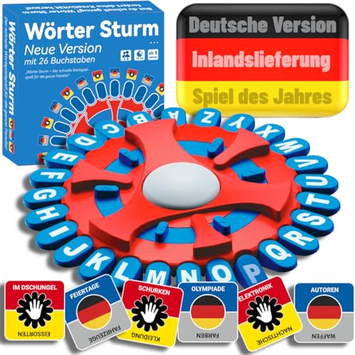 BLOOOK Wörter Sturm Spiel Deutsch,Brettspiele,Wörterspiel Erwachsene Kinder,Gesellschaftsspiele,Spiel des Jahres,Familienspiel 2-8 Personen,Tabletop Spiele,Partyspiele von BLOOOK