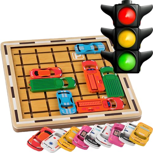 Rush Hour Spiel,Logikspiel,Schiebespiel,Denkspiel,Knobelspiel,Geduldspiel,Denken Logik Puzzle Spiele ab 6 7 8 9 10 Jahren, Brettspiele Kinderspielzeug Familienspiel Reisespiel für Jungen Mädchen (B) von BLOOOK