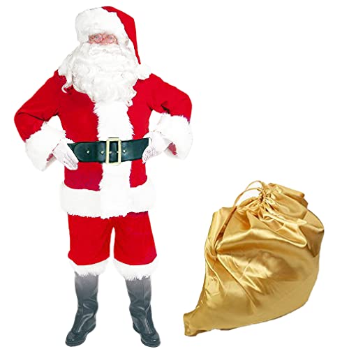 BLUCIELO Weihnachtsmann Kostüm komplett Deluxe, Nikolauskostüm Santa Claus-Erwachsenenkostüm für Weihnachten - Kostüm für Nikolaus Herren & Erwachsene(XXXL) von BLUCIELO