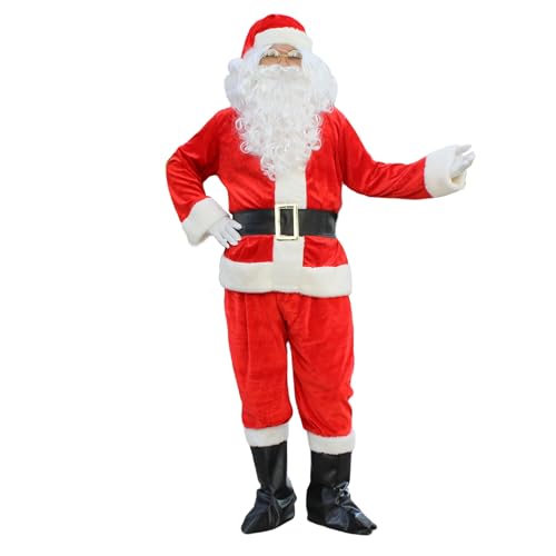 BLUCIELO Weihnachtsmann Kostüm komplett Deluxe Nikolauskostüm Santa Claus-Erwachsenenkostüm für Weihnachten - Kostüm für Nikolaus Herren Männer(XL) von BLUCIELO