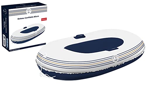 BLUE SKY - Marine Nationale Boot - Aufblasbar - 069955 - Weiß - Kunststoff - 80 cm x 40 cm - Kinderspielzeug - Schwimmring - Offizielle Lizenz - Ab 3 Jahren von BLUE SKY