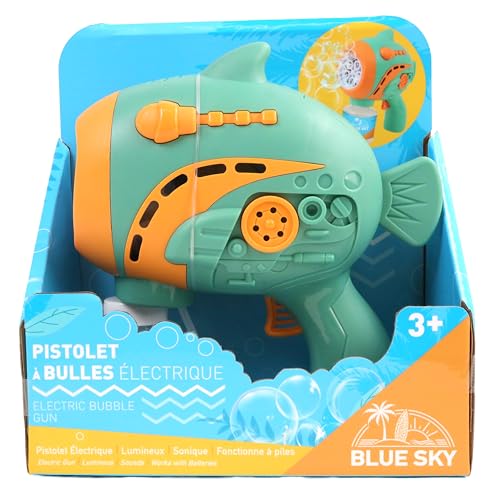 BLUE SKY - Seifenblasenpistole - 042775 - Grün - Schall- und Leuchtend - Kunststoff - 20 cm x 17 cm - Spielzeug für Kinder - Outdoor-Spiel - Sommerspiel - ab 3 Jahren von BLUE SKY